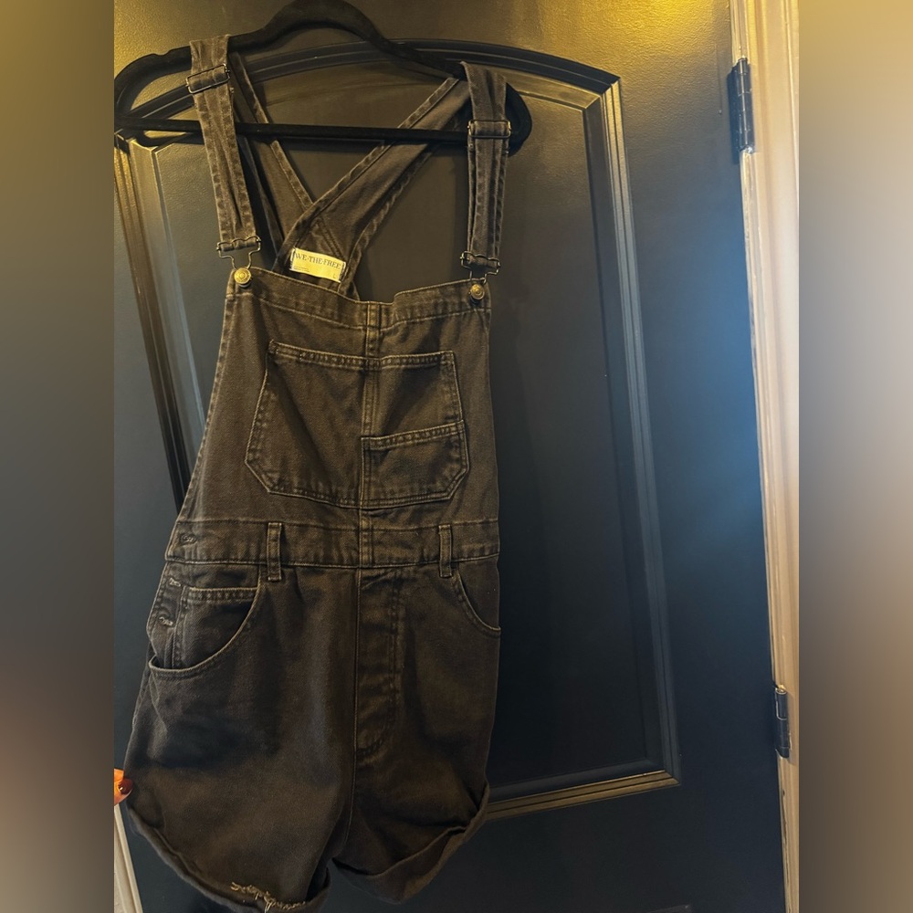 We The Free Charcoal Denim Overalls